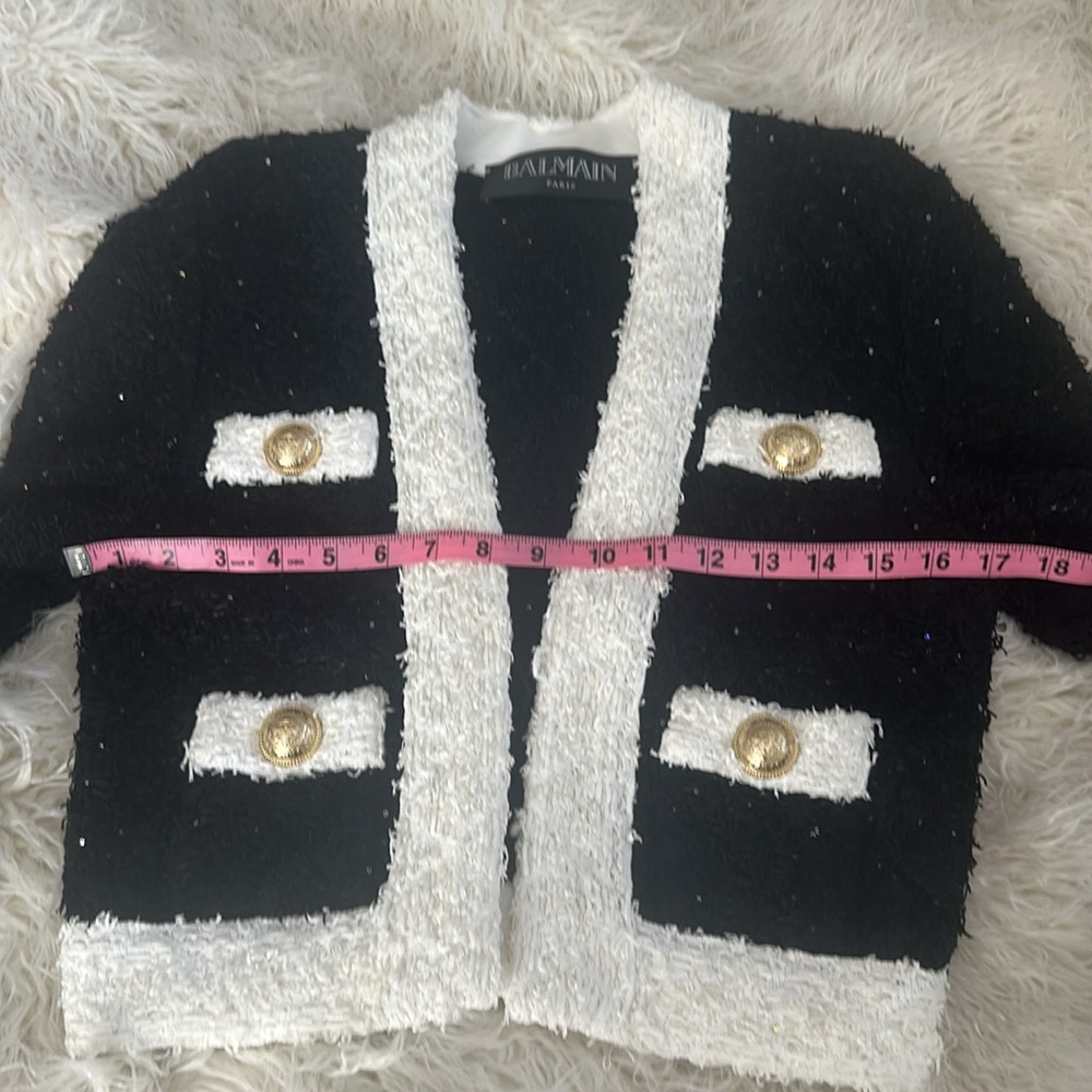 Balmain Black and White Textured Tweed Jacket - Picture 4 of 11